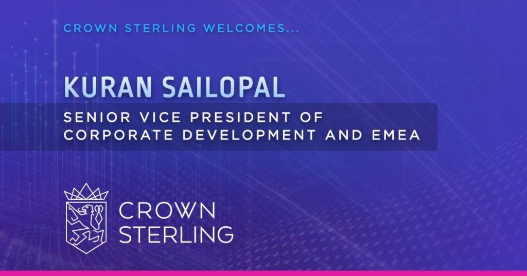 Crown Sterling Appoints Senior Vice President of Corporate Development and EMEA